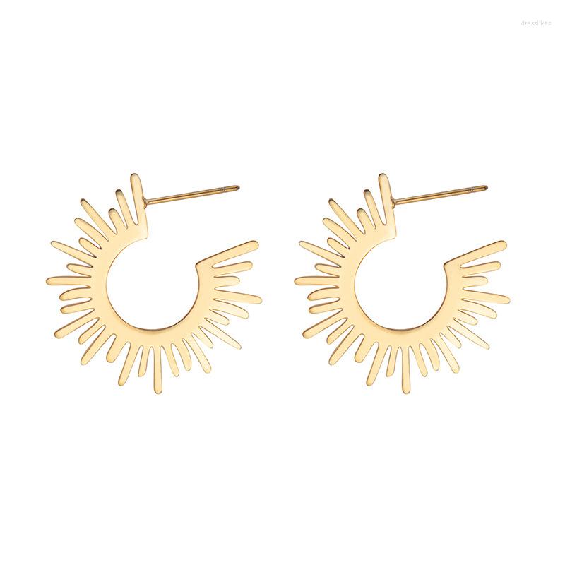

Hoop Earrings Rainbery Gold Plated Stainless Steel Sunflower Delicate Fashion For Womens Good Luck Simple Jewellry Party