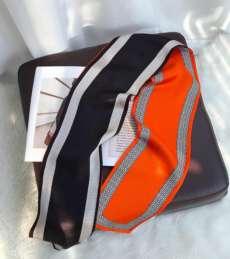 

Scarves Natural Silk Neckerchief Scarf Soft Smooth Women Fashion Hit Color Wraps Long 145 16CM Double Layer