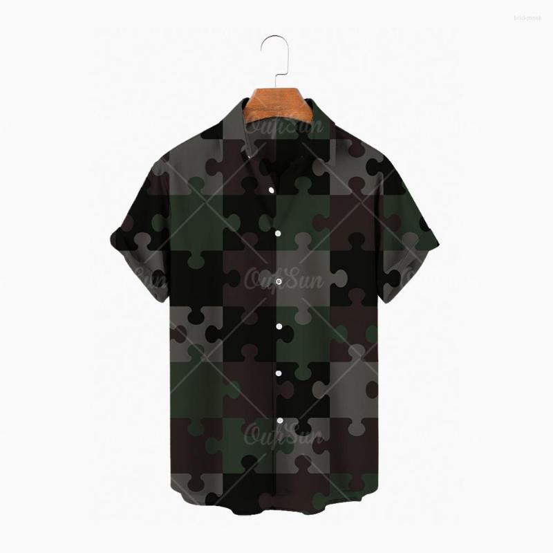 

Men' Casual Shirts 2022 Summer Men' Beach Shirt Camouflage Print Short-sleeved Lapel Button Hawaiian Streetwear -5XL, Zm-552
