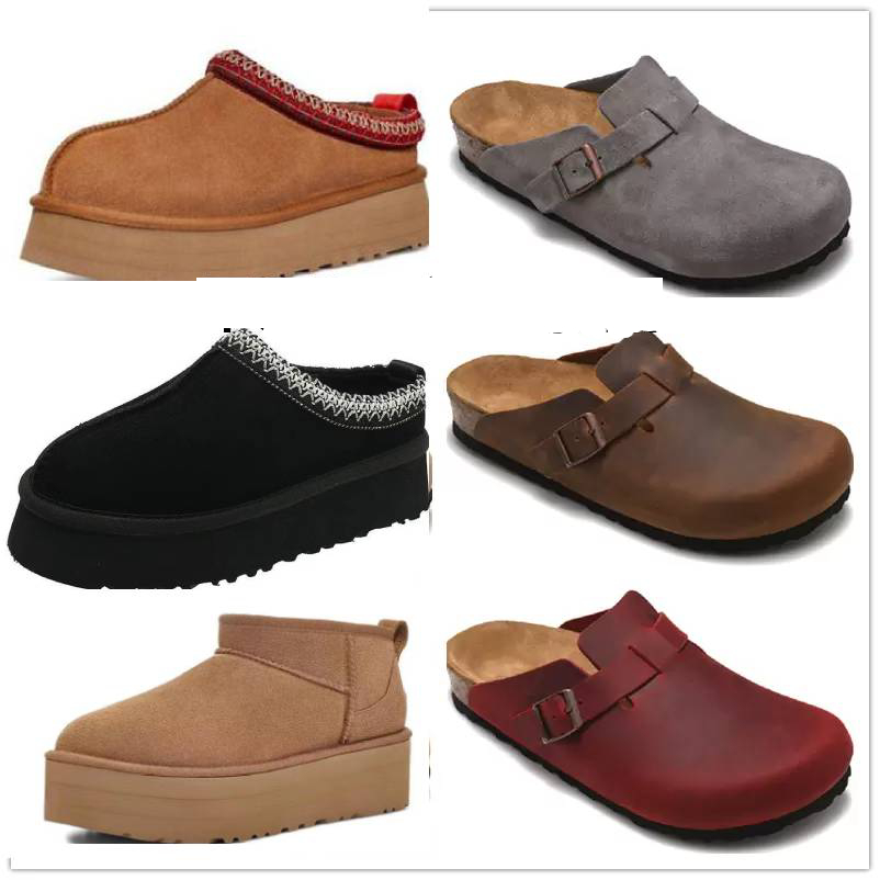 

Top Version pollex Clog croc sandals tazz slides thick platform mens women winter Austrilia shoes mini boots boston clog suede leather slide with box AAA size 36-45