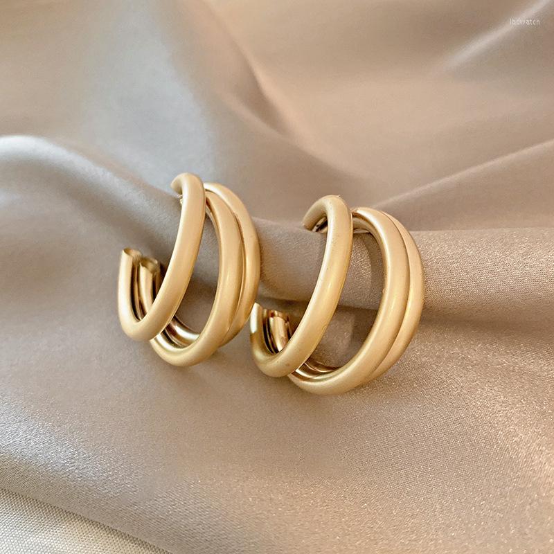 

Hoop Earrings Simple Vintage Matte Gold C-shaped Thick For Women Girl Party Jewelry Gift Ear Accessories