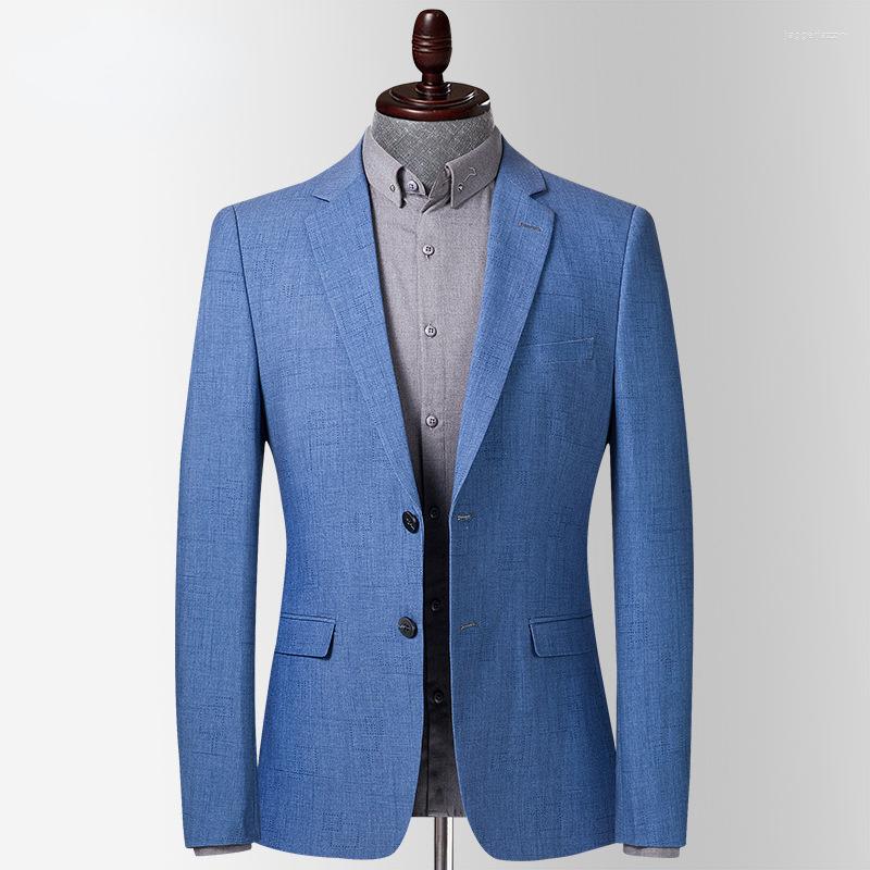 

Men's Suits Mens Spring Thin Casual Suit Blue Non-iron Slim Fit Long Sleeve Button Up Top Blazer Plus Size Man Business Jacket 4xl
