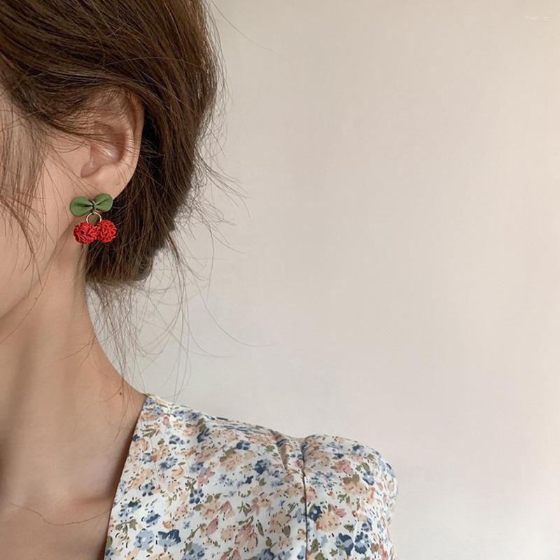 

Stud Earrings Red Cherry Simple Compact And Fashionable Design Female 2022 Summer Trend