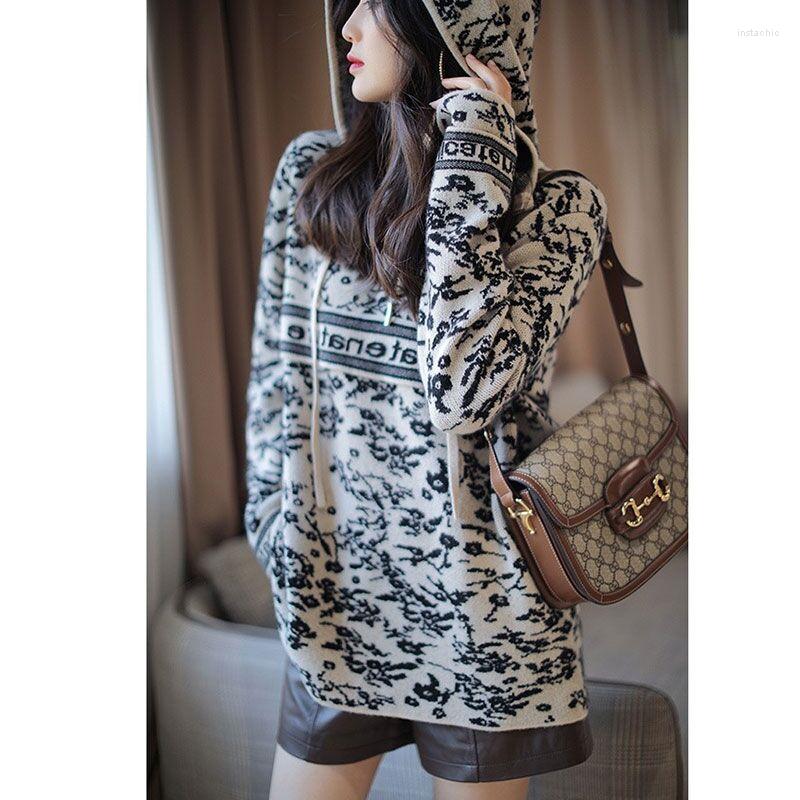 

Women's Sweaters Limiguyue Letters Printed Hooded Women Vintage Loose Sweater Hoodie Knitwear Streeetwear Oversized Punk Harajuku J981, Black