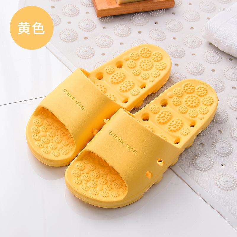

Slippers Bathroom Anti Slip Women's Thick Soled Men's And Leaking Shoes Quick Drying Hollow Out Massage Bath, Sky blue