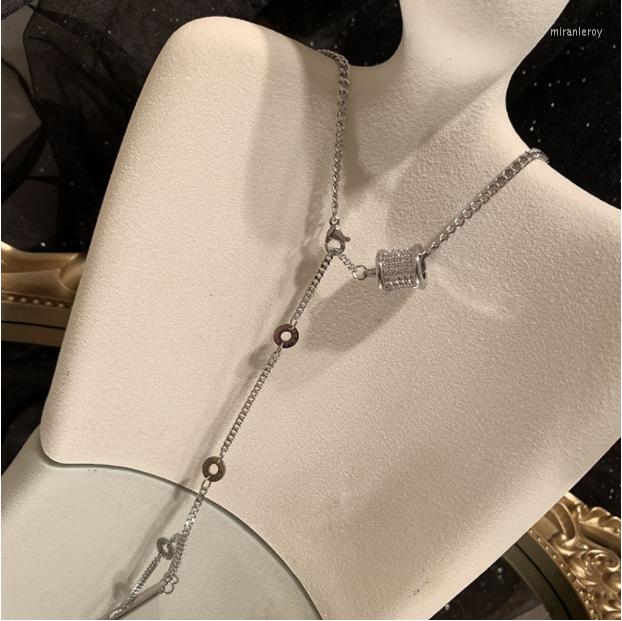 

Chains Tassel Necklace Titanium Steel Fade-Free Micropaved Zircon Alphabet Clavicle Chain
