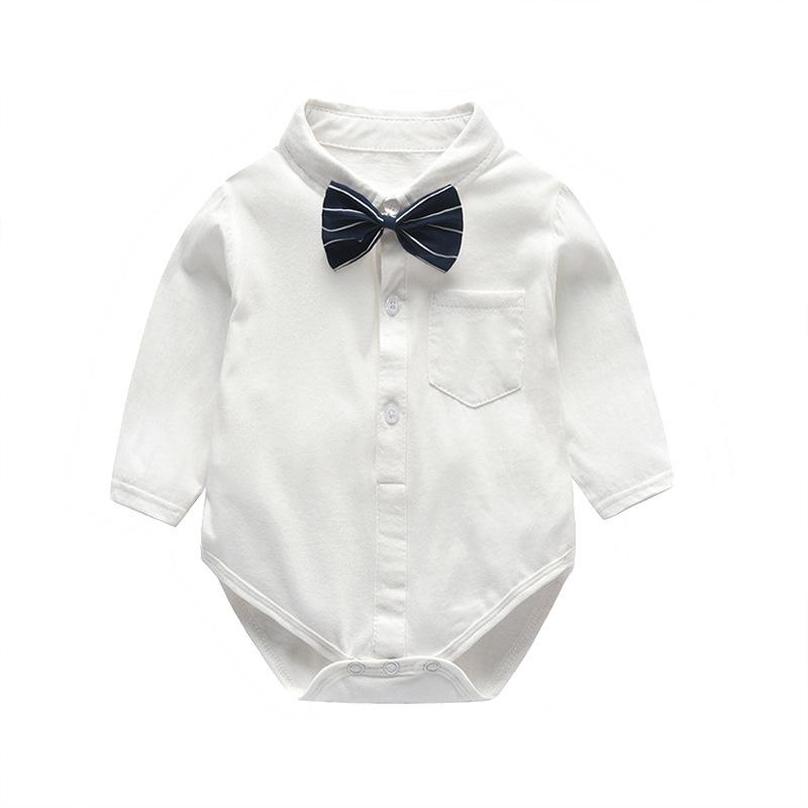 

Rompers Baby Bodysuits Clothes Dress Gentleman Bag Fart Spring Autumn Long-Sleeved Bow Tie Shirt Triangle E6758, C1