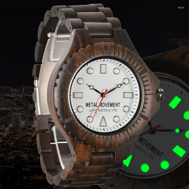 

Wristwatches Fashion Men Wooden Watch Solid Full Wood Band Luminous Hands Quartz Man Relogio Masculine Male Clock Reloj De Madera, 04