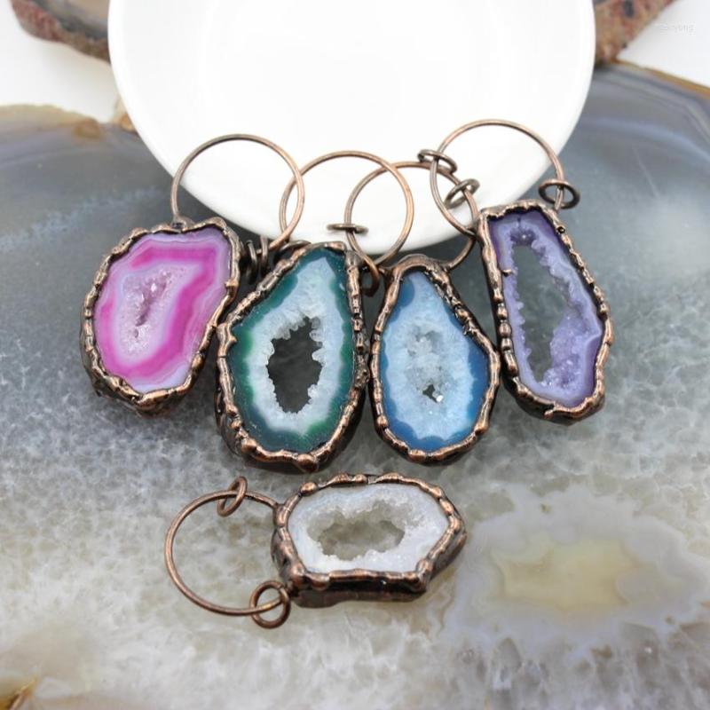 

Pendant Necklaces Irregular Natural Stone Agates Geode Slice Vintage Reiki Healing Crystal Energy Quartz Druzy Necklace DIY Jewelry Gifts