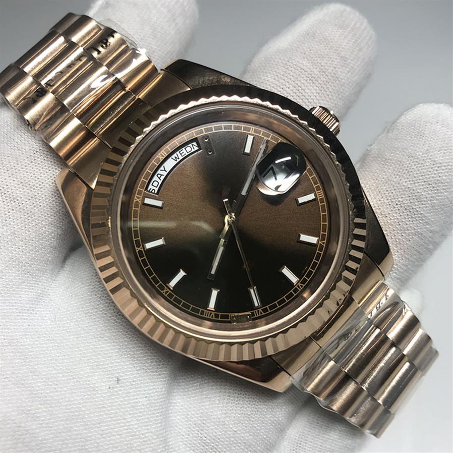 

High quality luxury rose gold watches DAY DATE mechanical glide smooth 40MM mens royal oaks watch Stainless steel bezel strap Wris270Z, Box2