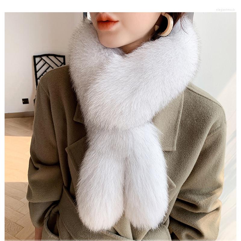 

Scarves 2022Women's Winter Real Fur Scaef Fashion Warm Thick Scarf Natural Neck Shawl Women Chritmas Gift