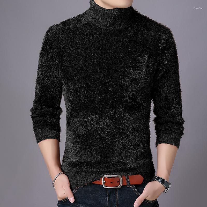 

Men's Sweaters -3XL Winter Thick Warm Cashmere Sweater Men Turtleneck Mens Slim Fit Pullover Classic Wool Knitwear Pull Homme, Black sweaters men