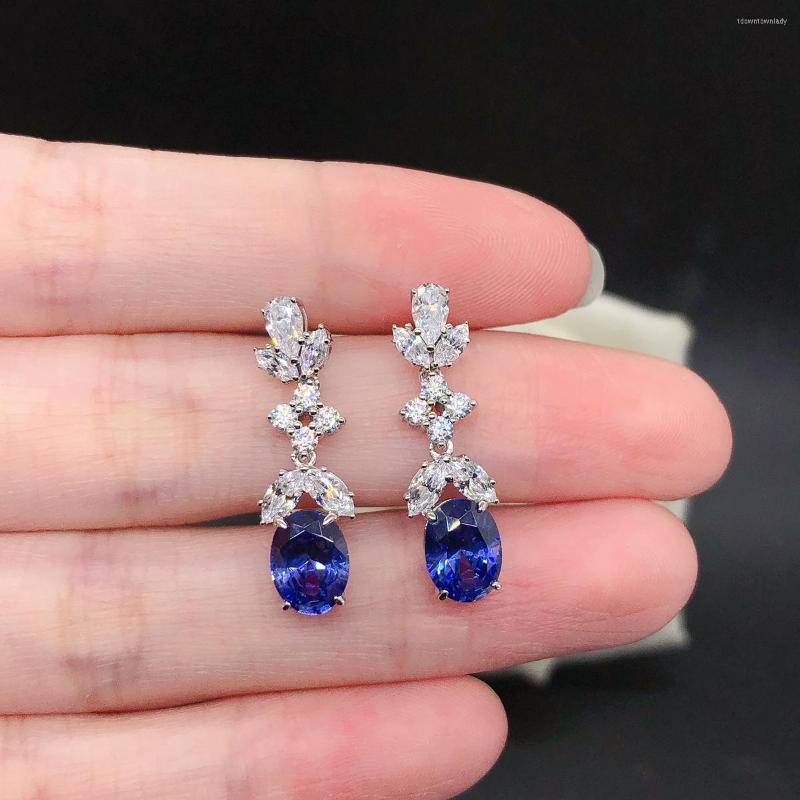 

Stud Earrings Solid 14K White Gold Au585 1.5/Piece Oval Shape Blue Diamond For Female Lovely Jewelry Love Promise Ring