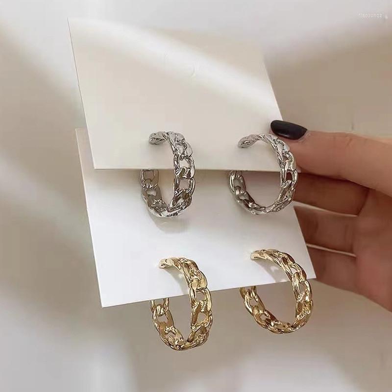 

Hoop Earrings 2022 Fashion Women Geometric C-Shaped Woven Pattern Hollow-out Temperament Sexy Party Circular Retro