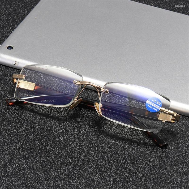 

Sunglasses 1Pc Anti-blue Light Diamond Cutting Reading Glasses Rimless Presbyopia Eyeglasses For Men & Women Ultra-light Readers