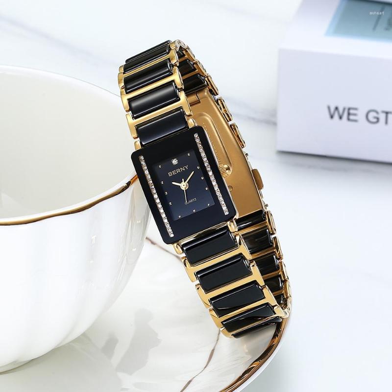 

Wristwatches BERNY Brand Ceramic Watch For Women Gold Japan XV12 Quartz Fashion Ladies Wristwatch Copper Case Luxury Bracelet Fem, 2010m for man