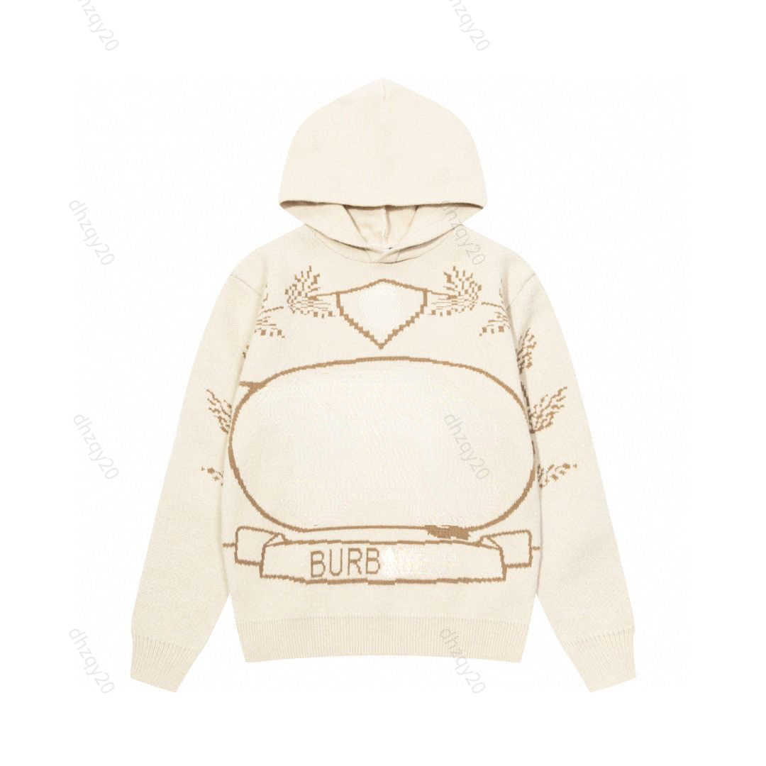 

Bbr Sweater Designer Hoodie Women' Classic burbe Chest Horse Jacquard Sweatshirt Men' Warm Coat Casual Long Sleeve Knitted Pullover, Creamy-white