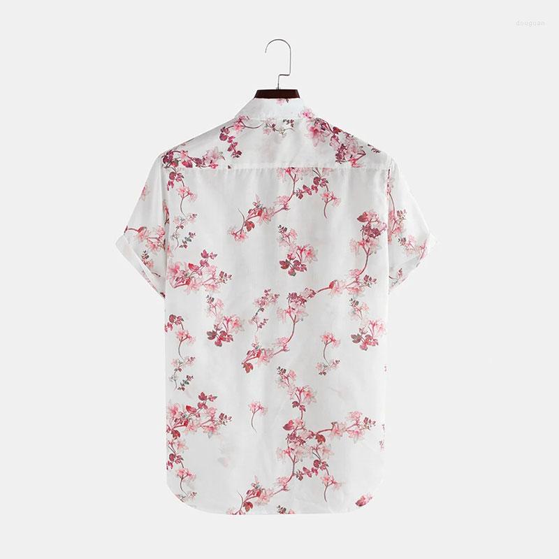 

Men' Casual Shirts Mens Vintage Floral Print Shirt Lapel Button Short Sleeve For Men Chinese Style Summer -3XL 2022, Black