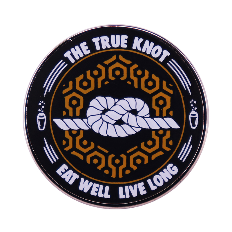 

The True Knot Eat Well Live Long Pin Brooch Cute Anime Movies Games Hard Enamel Pins Collect Metal Cartoon Brooch, As picture