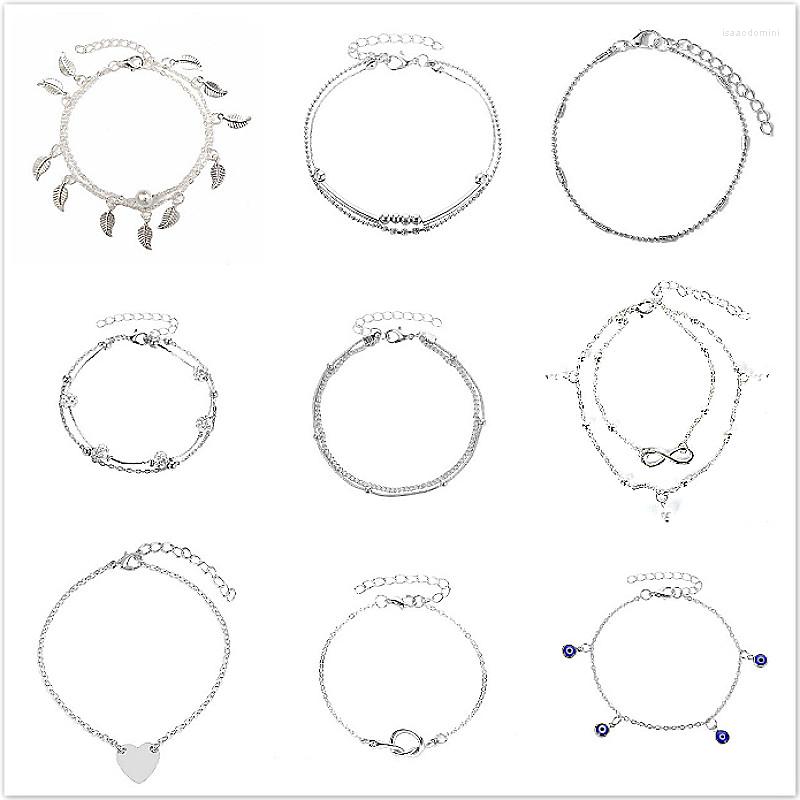 

Anklets 18 Style Shine Anklet Chain Ankel Golden Round Shape Diversity Beach Foot Sandal For Women Gift Chaine Cheville