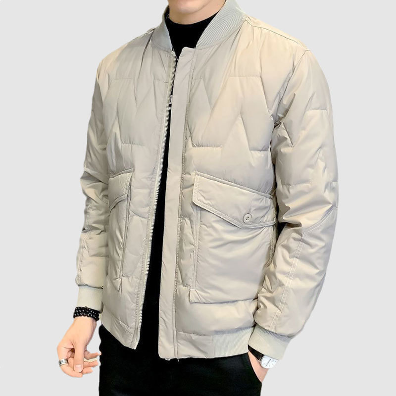 

Men's Down Parkas Casual Men's Down Jacket Winter Fashion Short Baseball Collar Light Thin Warm Thickened White Duck Down Jacket Coat For Man 221111, Orange