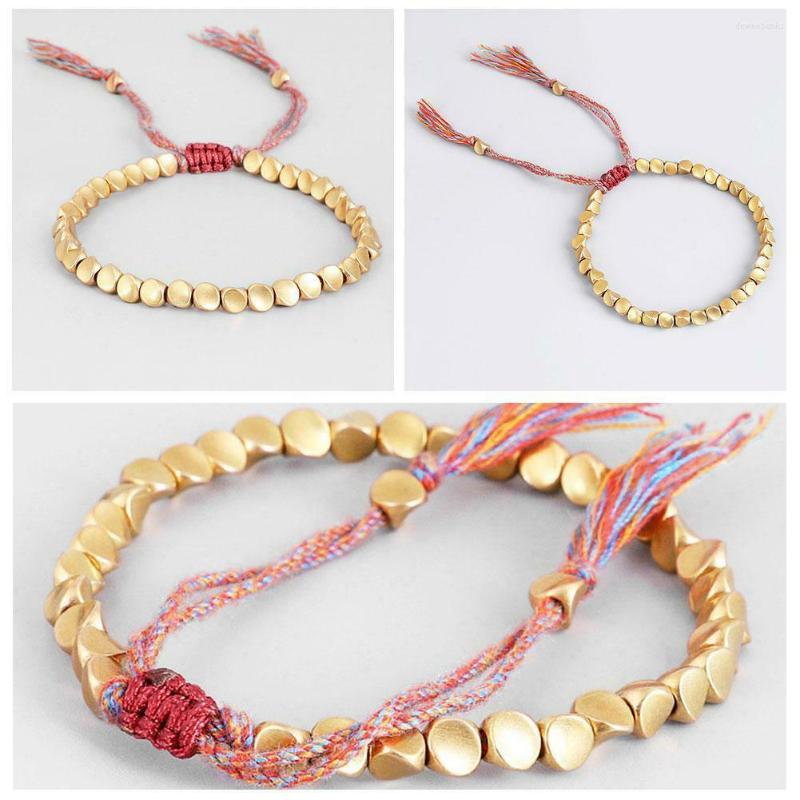 

Strand Handmade Tibetan Buddhism Woven Cotton Copper Beads Lucky Rope Bracelets And Women's Men's Ethnic