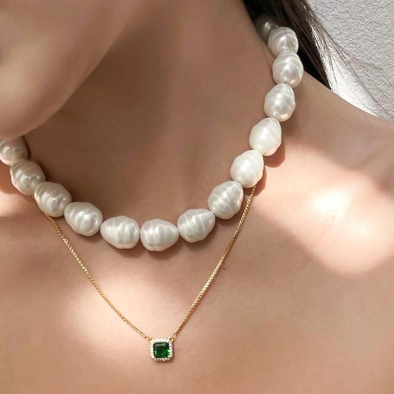 

Pendant Necklaces Europe And The United States Stacked Ins Square Emerald Gem All-match Necklace Collarbone Female