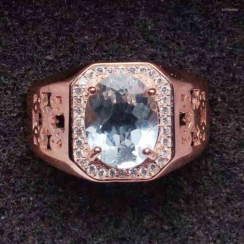 

Cluster Rings Men Ring Natural Real Sky Blue Topaz Big 925 Sterling Silver 8 10mm 3.5ct Gemstone Fine Jewelry For Or Women X219267