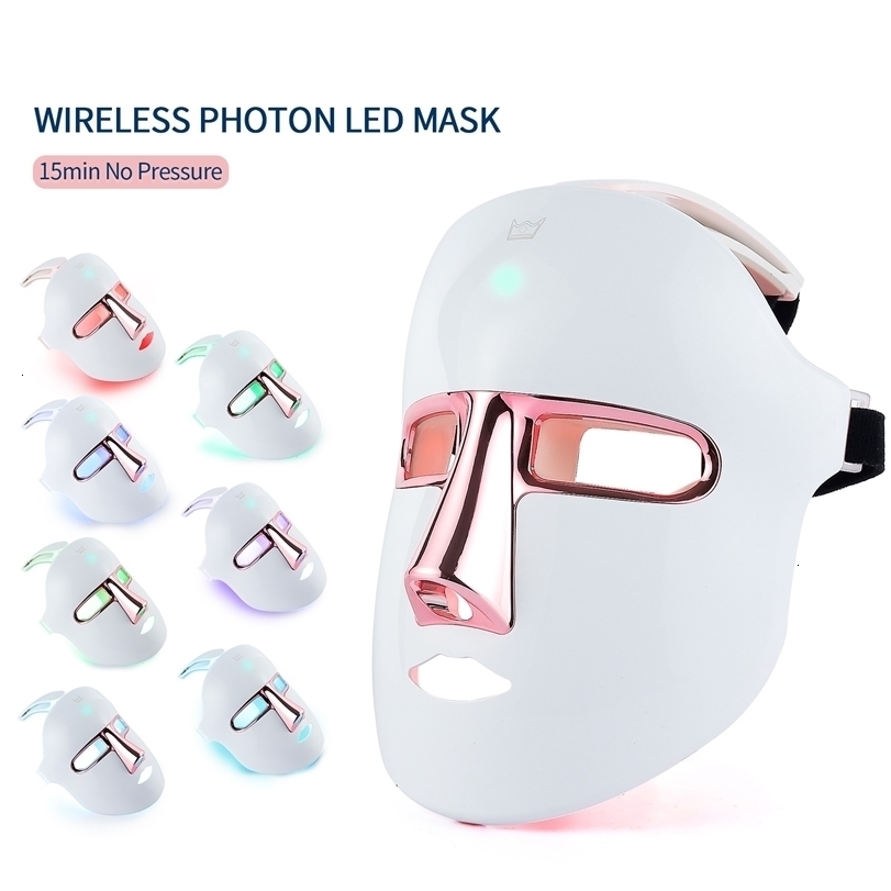 

Face Care Devices Wireless 7 Colors LED Mask Pon Treatment Facal Beauty Skin Rejuvenation Anti Acne Wrinkle USB Charge 221114