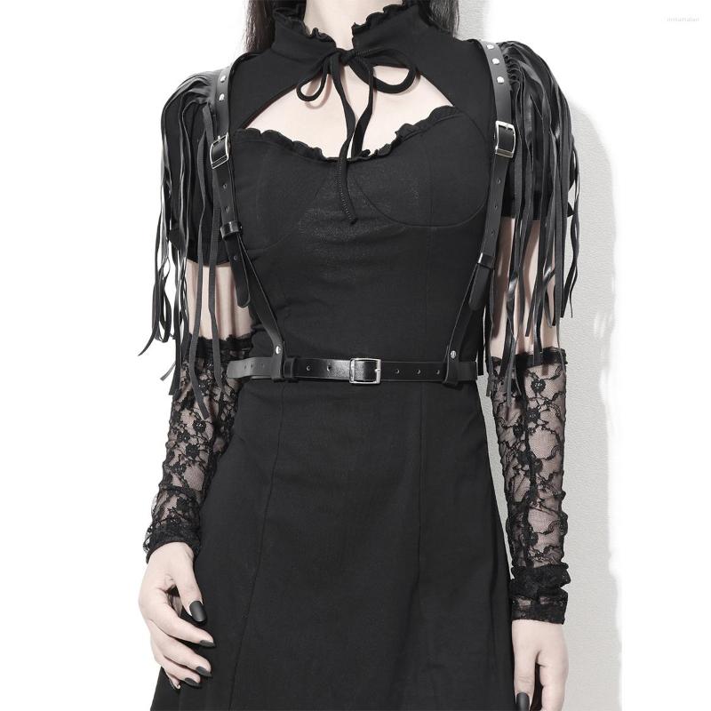 

Belts 2022 Fashion Leather Tassel Harness Women Body Bondage Cage Sexy Suspenders Woman Lingerie Straps Garters Sword Belt, Black