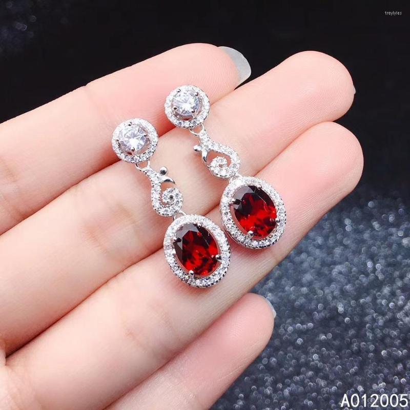 

Stud Earrings KJJEAXCMY Fine Jewelry 925 Sterling Silver Inlaid Natural Gemstone Garnet Female Ear Studs Exquisite Support Test