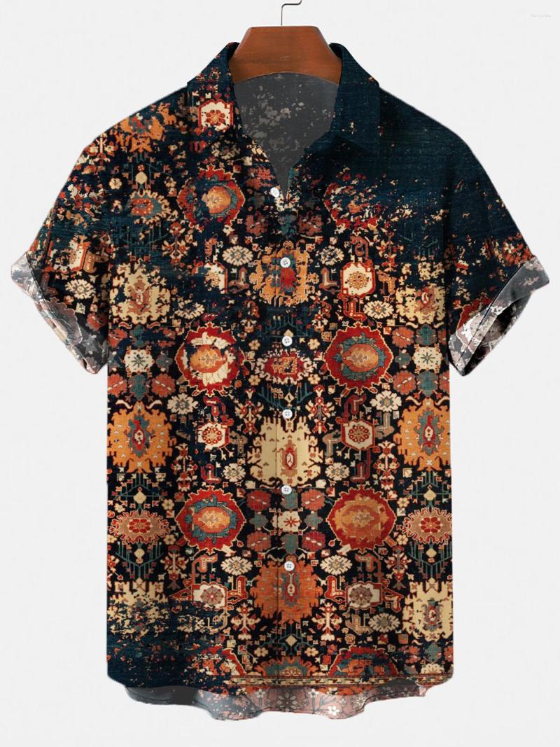 

Men' Casual Shirts Art Paint For Men Vintage Retro Painting Pocketless Short Sleeve One Button Tops Summer Holiday Wear, La09727