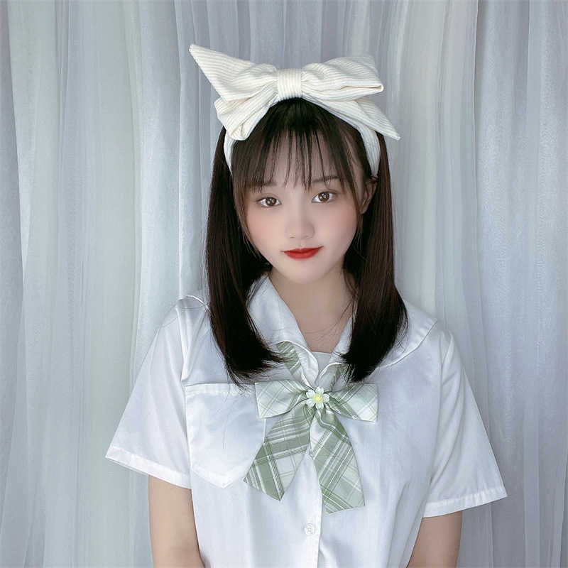 

Women's Hair Wigs Lace Synthetic Women's Lazy Band Black Long Straight Hair Headband Air Bangs High Temperature Silk Wig