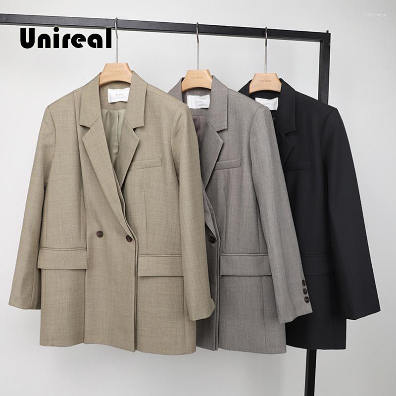 

Women's Suits Unireal 2022 Autumn Women Blazer Coats Oversized Streetwear Suit Jacket Casual Solid Outwear Fashion Tops, Black