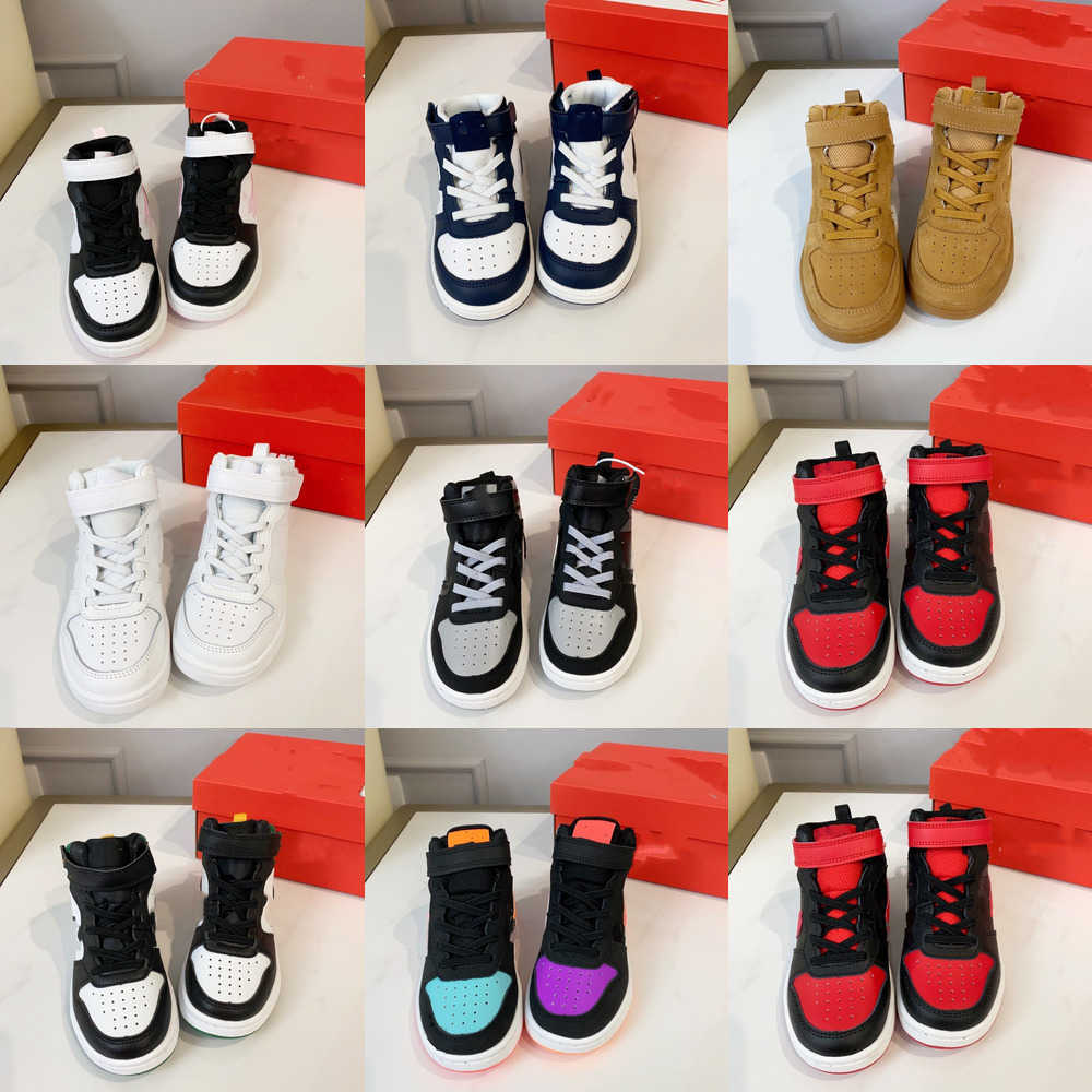 

High Skate Shoes Jogging Sneakers 2023 Little Kids Forces 1 Shoe Classic Designers White Hook Loop Strap Trainers Toddler Antislip No.1 Infant Td skate 1s, 133226