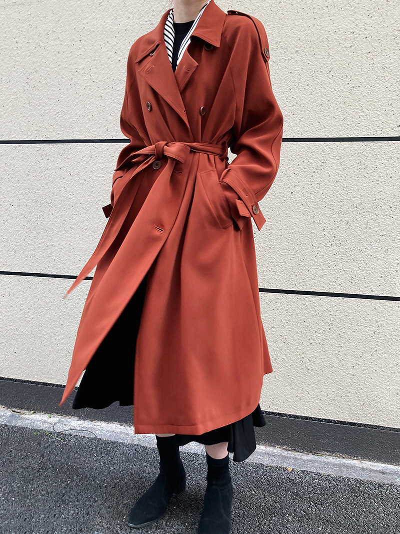 

Women's Trench Coats Autumn Fashion Women Long Trench Coat With Belt Double breasted Casual Loose Women Coat Trench Femme Overcoat Casaco Abrigo 221111, Beige