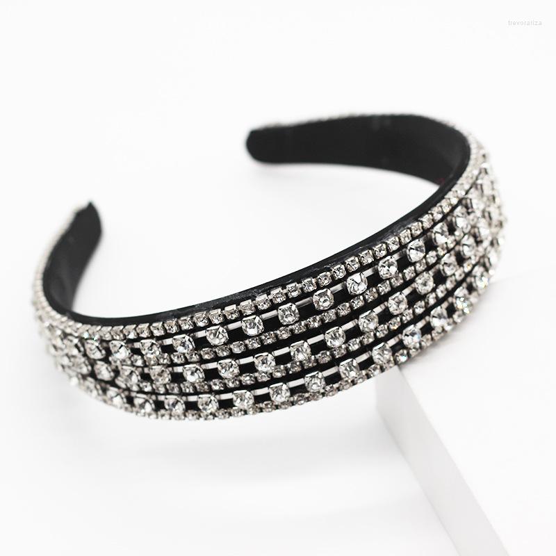 

Hair Jewelry Baroque Full Crystal Headbands For Women Padded Luxury Shiny Rhinestones Hairband White Gems Accessories Headwear Headpiece