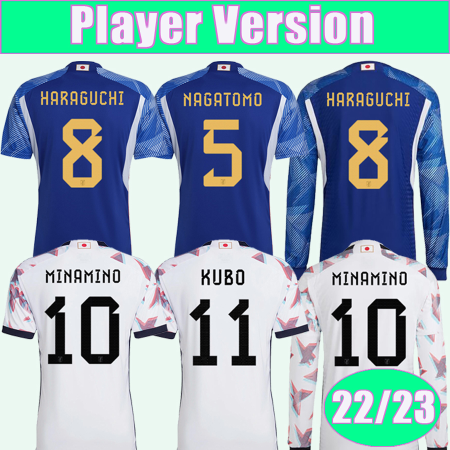 

22 23 Japan Mens Soccer Jerseys Long Sleeve Player Version MINAMINO NAGATOMO HARAGUCHI YOSHIDA TSUBASA ATOM HONDA OSAKO Home Away Football Shirts, Qy11501 22 23 home no patch