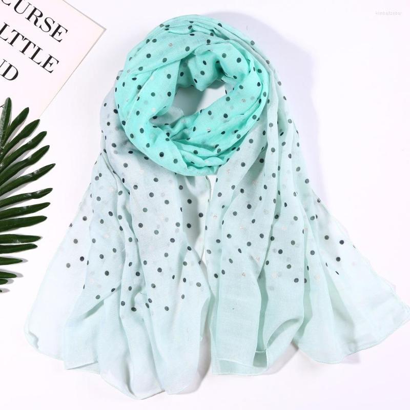 

Scarves 2022 Spring Polka Print Silver Foil Shawls Fashion Women Viscose Dot Spot Wrap Scarf Hijab 8 Color