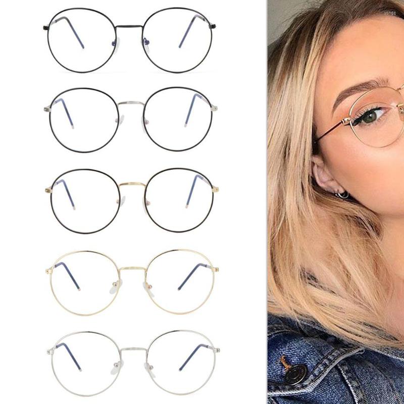

Sunglasses Men Computer Online Classes Round Anti-Blue Light Eyeglasses Ultra Frame Protection Metal Glasses