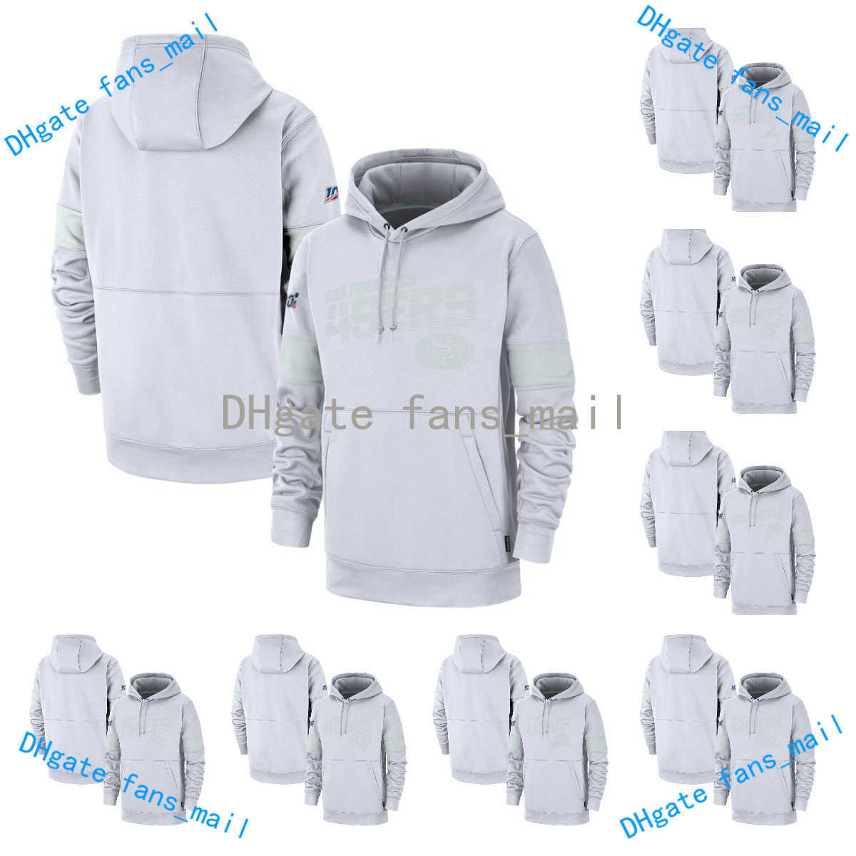 

100th Football Jersey Hoodie''49ers''Nfl''Eagles''Printing Designer Keep Warm Hoodies Men Sweatshirts Sideline Platinum Therma Pullover White, Figure