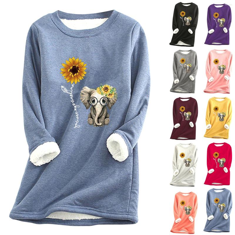 

Women' T Shirts Large Shirt For Women Christmas Thick Fleece Printing Sweatshirt Warm O-neck Underwear Top Womens Fitted, Pink