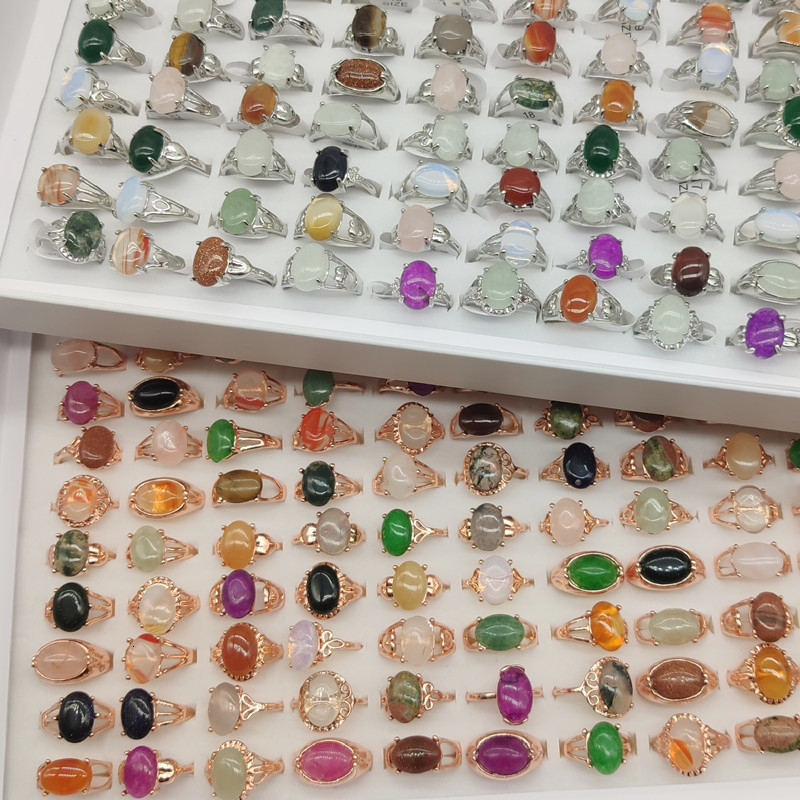 

Band Rings 20pc Lot Bohemia Natural Stone Finger For Women Silver Rose Gold Plate Colorful Opal Crushed Shells Agate Joint Ring Girl 221114