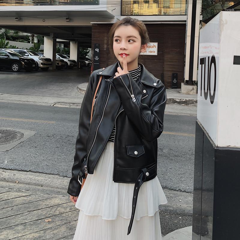 

Women' Leather Women' Short Black PU Jacket BF Motorcycle Faux Jackets