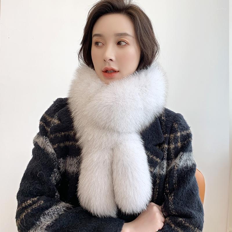 

Scarves Women Real Fur Scarf Winter Fashion Keep Warm Natural Collar Genuine Solid Long With Tail Muffler