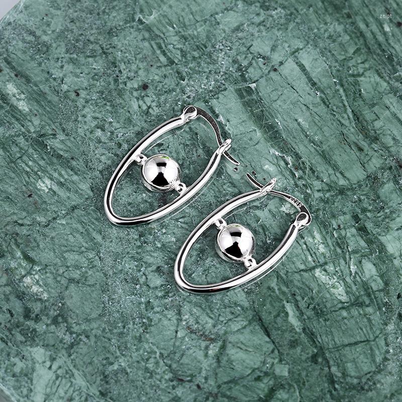 

Hoop Earrings WTLTC Personality Small Half Ball Oval Design Hollow Hoops Minimal Custom Beaded For Women