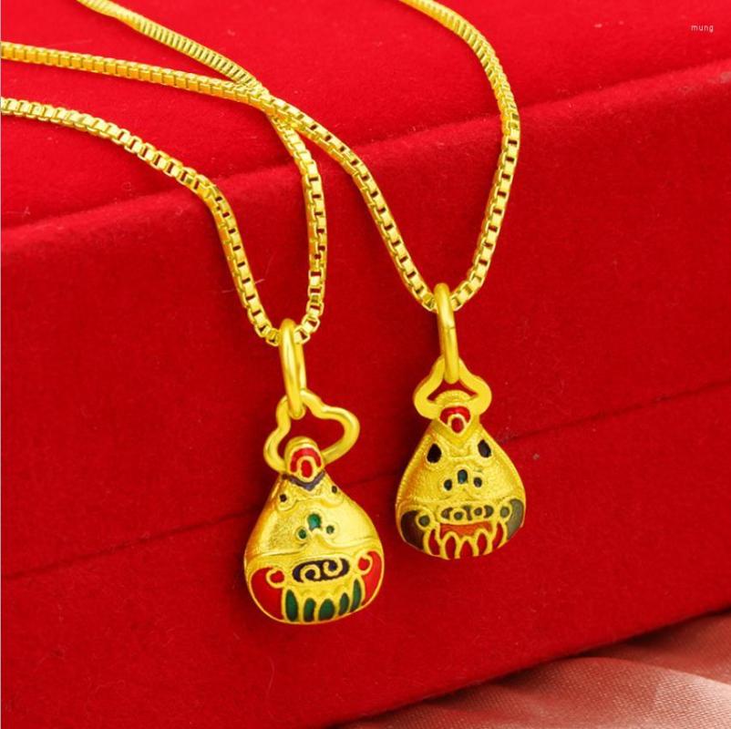 

Pendant Necklaces Hi Vintage Women 24K Gold Enamel Baking Pai Necklace For Female Party Jewelry With Box Chain Birthday Gift Girl Not Fade