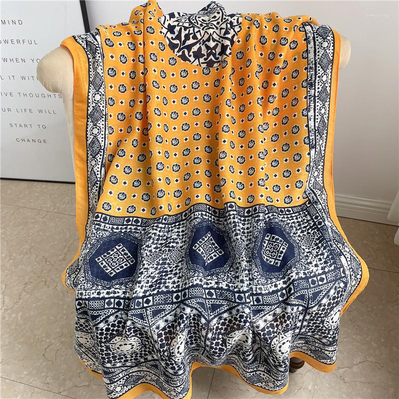 

Scarves 2022 Cotton Print Scarf Hijab Korea Style Elegant Pashmina Warm Winter Foulrad Muslim Headband Shawl Wrap Bufanda