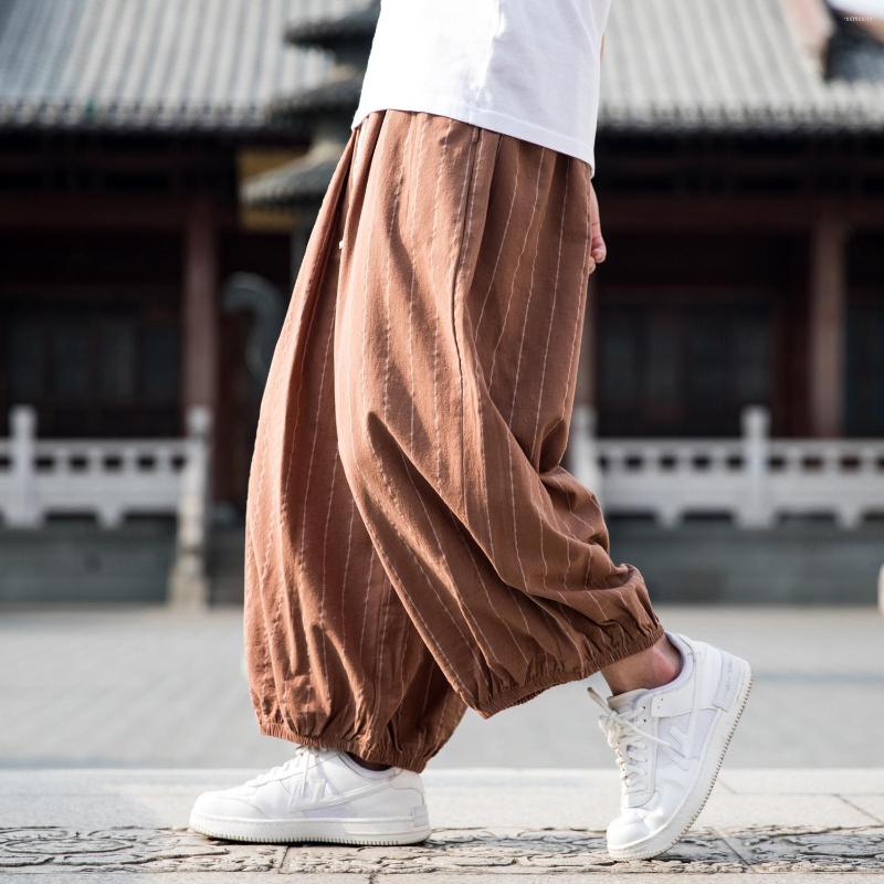 

Men's Pants Traditional Chinese Costume Hanfu Tai Chi Baggy Fashion Oversized Bloomers Men Clothing Linen Plus Size Joggers, Black