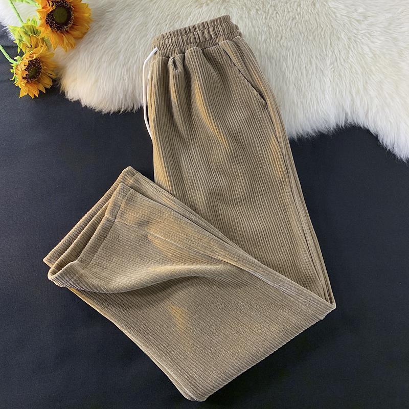 

Men's Pants Elastic Waist Loose Straight Trousers Spring Autumn Men's Corduroy Casual Streetwear Men Baggy, Black